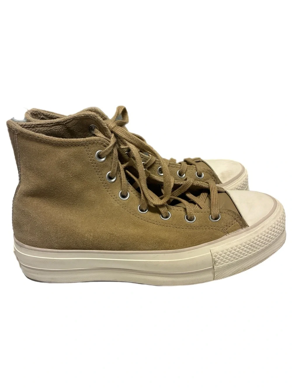 Converse High Top Suede Sneakers - Beige/Tan - Picture 4 of 7